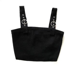 Y2K black mall goth emo punk fairycore whimsygoth metal buckle tank crop top